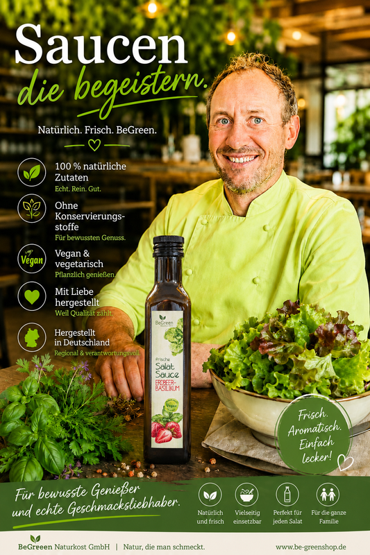 SALATSAUCE ERDBEER-BASILIKUM. (SALATDRESSING)  Frucht trifft Kräuter.